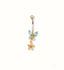 Luxury 18k gold bellybutton piercing with topaz gemstones, crafted by Art Gold Jewelry.