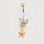 18k gold luxury topaz bellybutton piercing with intricate design and vibrant gemstones.