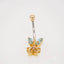 Luxury topaz bellybutton piercing in 18k gold with intricate design.