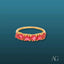 Gold ring with five pink gemstones, featuring stunning red CZ stones in 18K gold