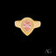 Gold ring with pear-shaped pink gemstone and white czs in 18k gold setting