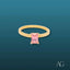 Gold ring featuring a rectangular pink cubic zirconia in 18k gold setting