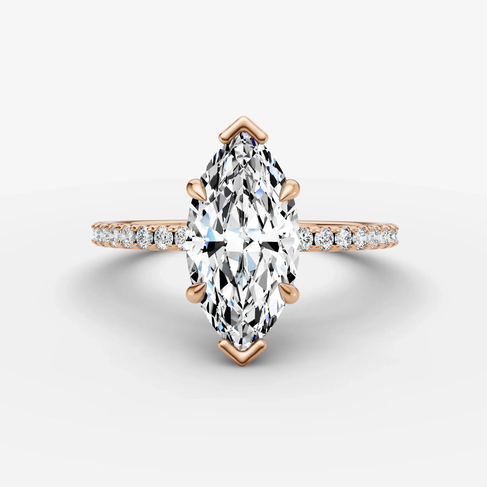 Etoile marquise diamond setting in gold, view 7