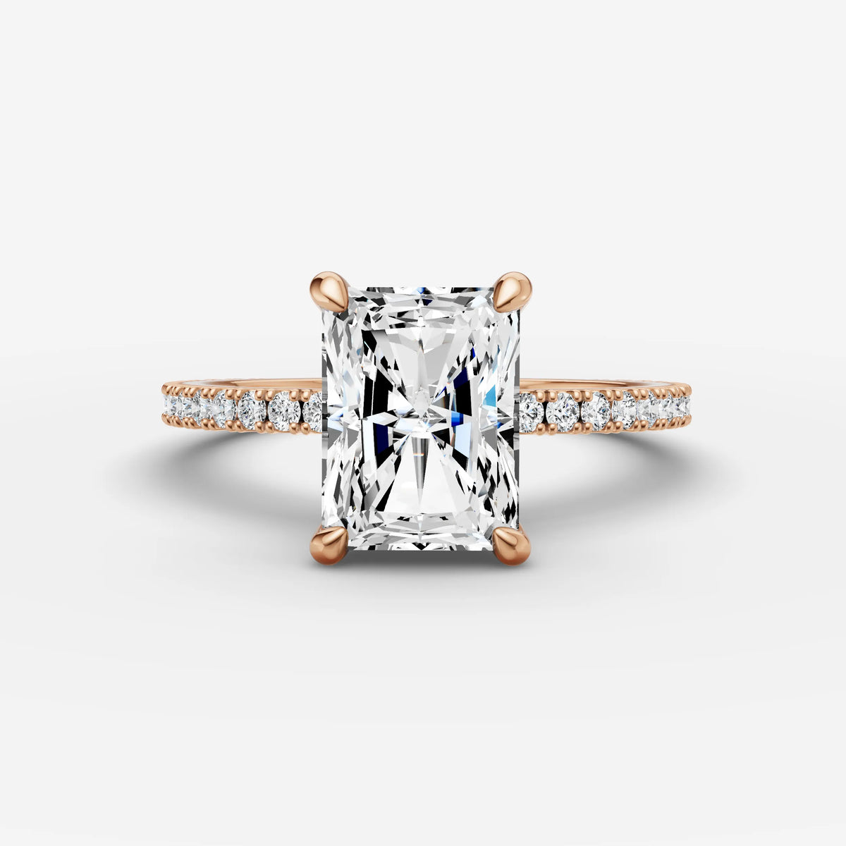 Etoile radiant diamond setting in gold, view 7