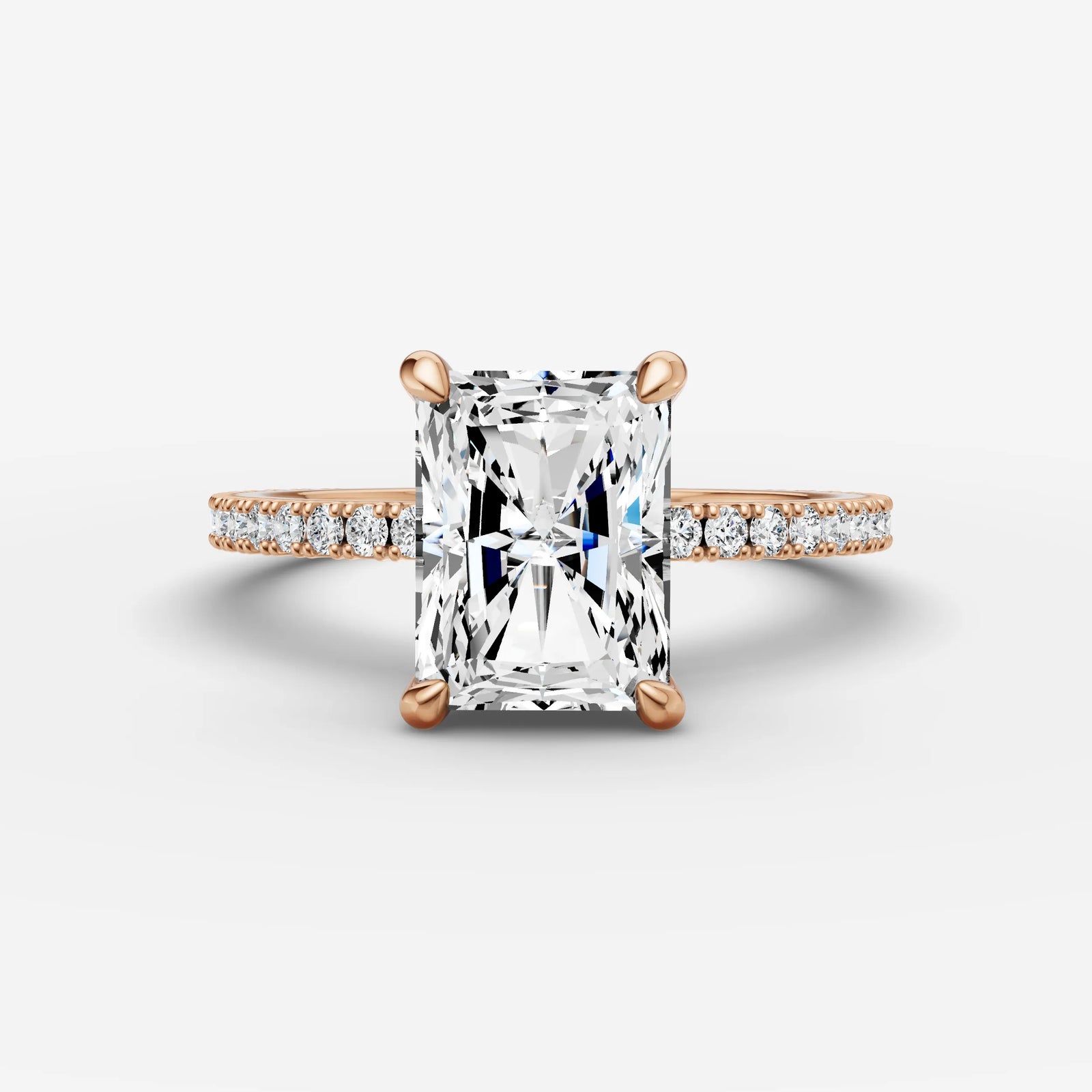 Etoile radiant diamond setting in gold, view 7