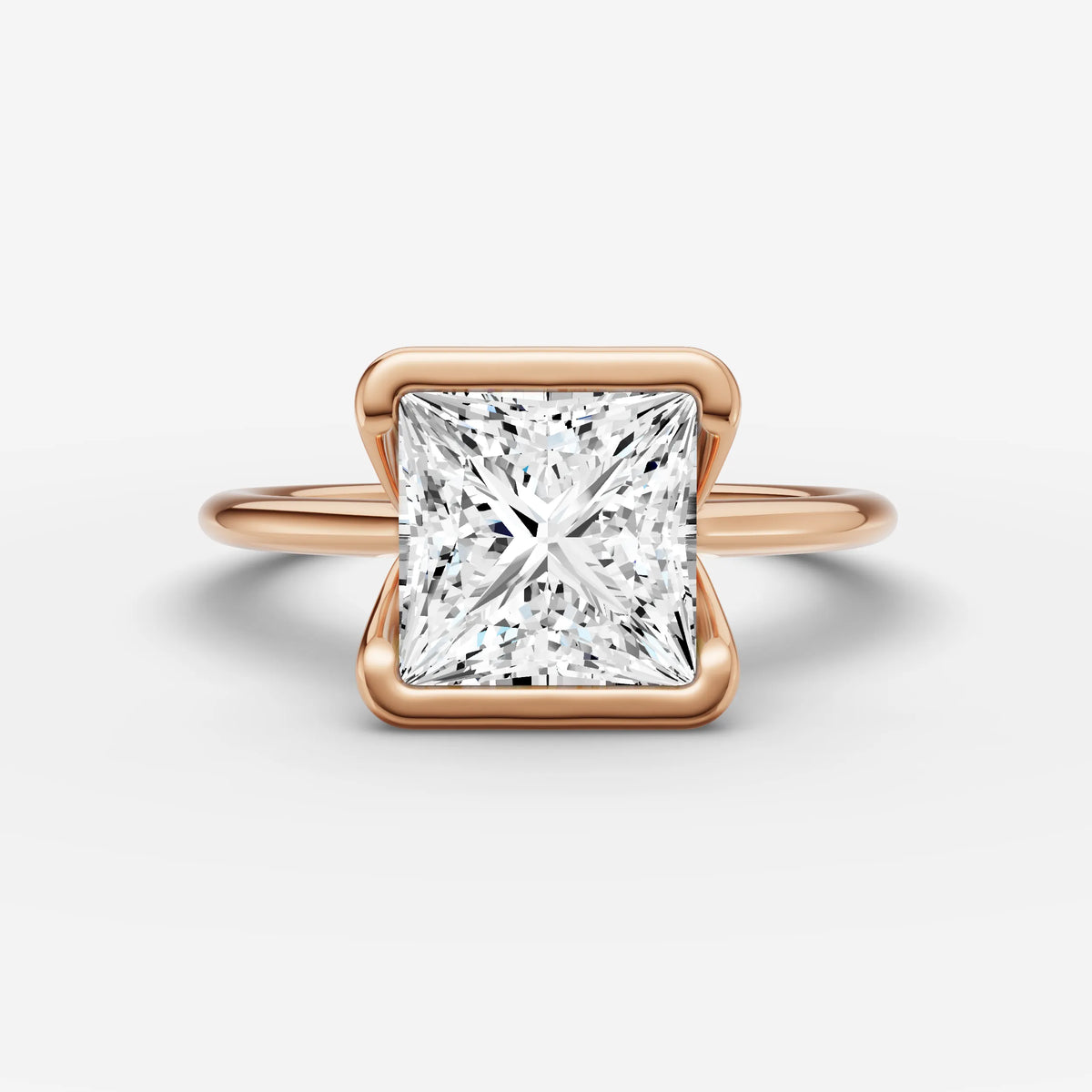 Demi princess diamond setting in gold, view 20