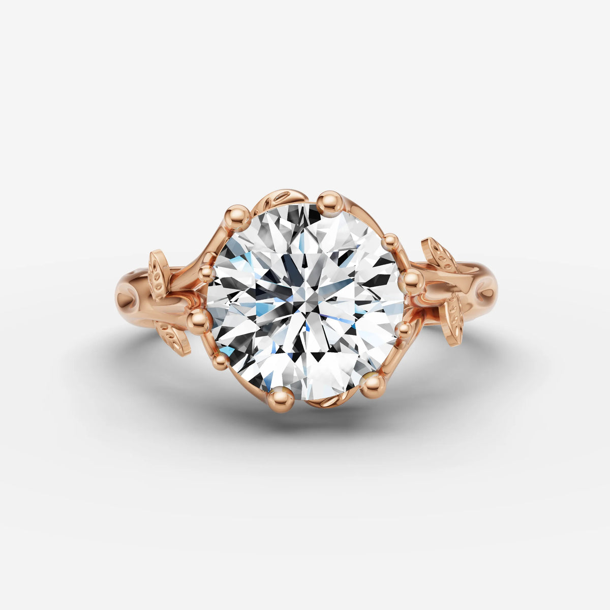 Fleur round diamond setting in gold, view 7