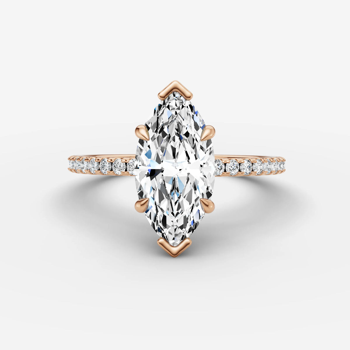 Etoile marquise diamond setting in gold, view 20