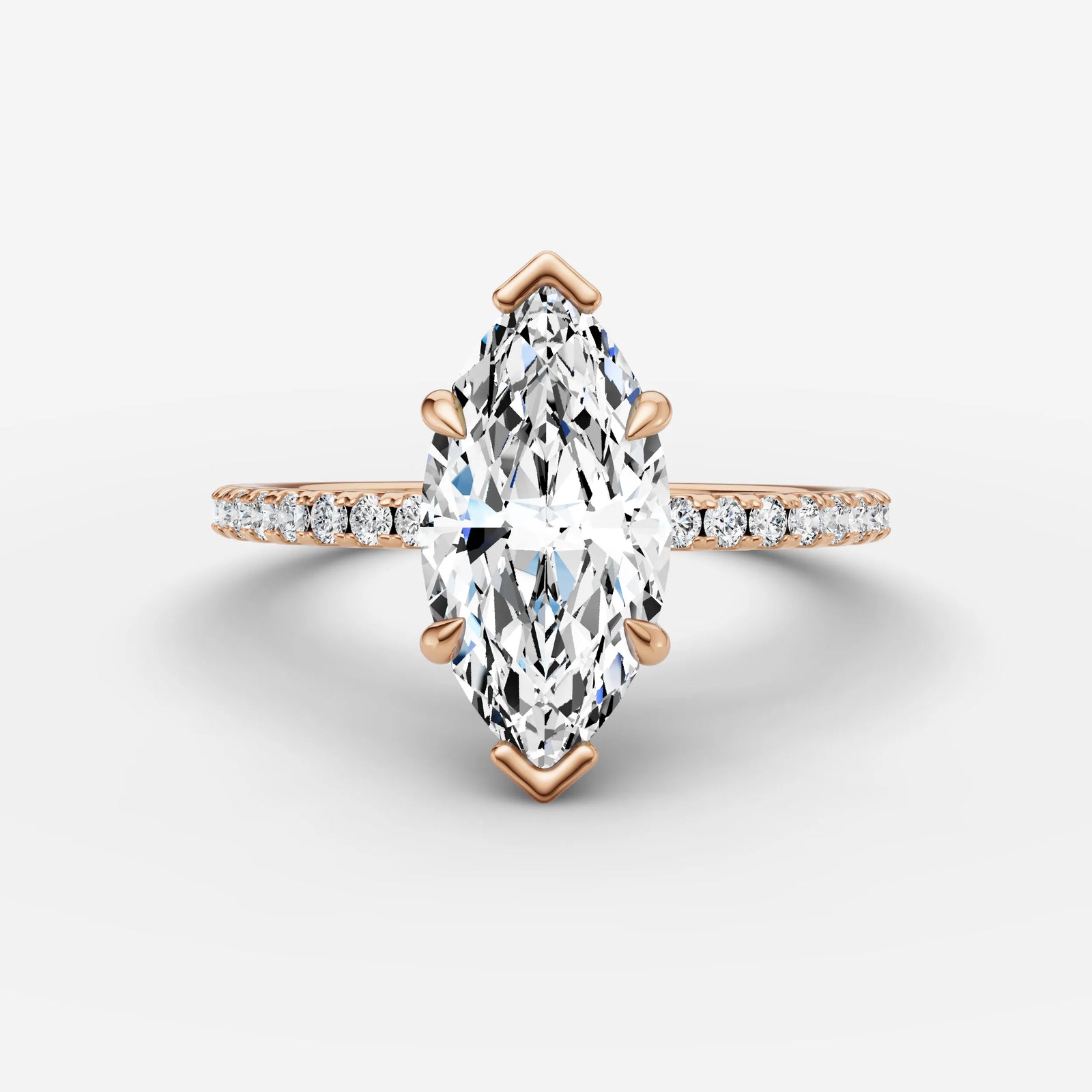 Etoile marquise diamond setting in gold, view 20