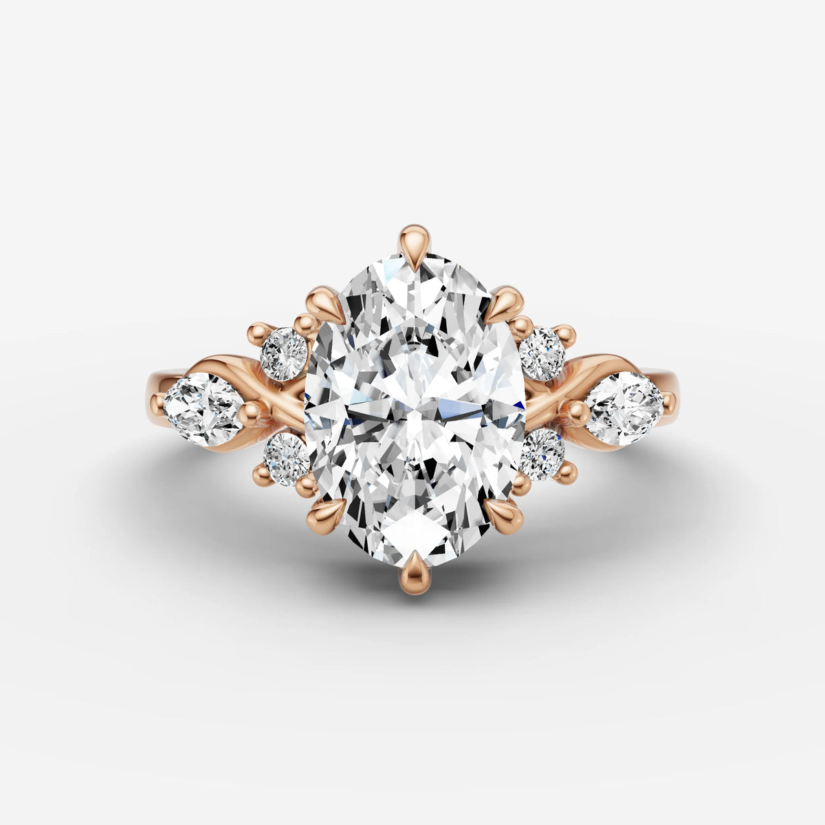 Fleur oval diamond setting in gold, view 7