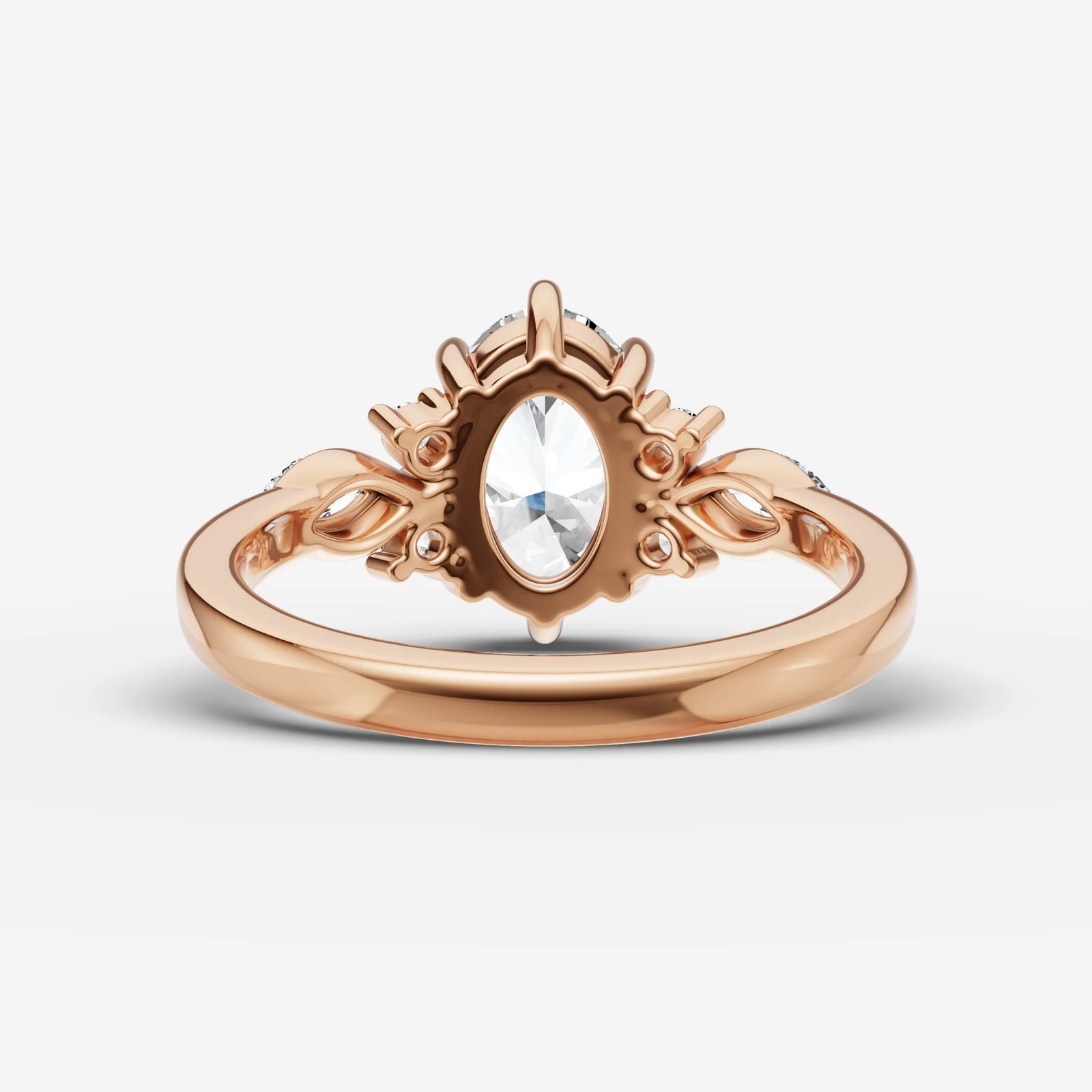 Fleur oval diamond setting in gold, view 12