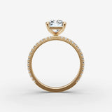 Etoile radiant diamond setting in gold, profile angle
