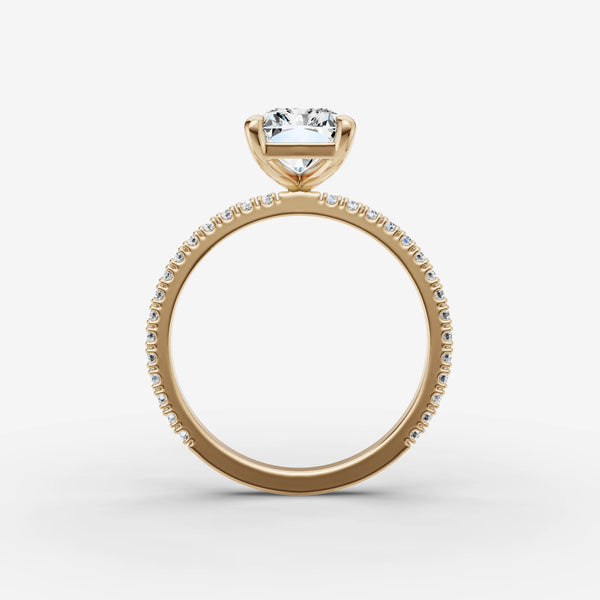 Etoile Radiant ring setting, side profile showing pave band