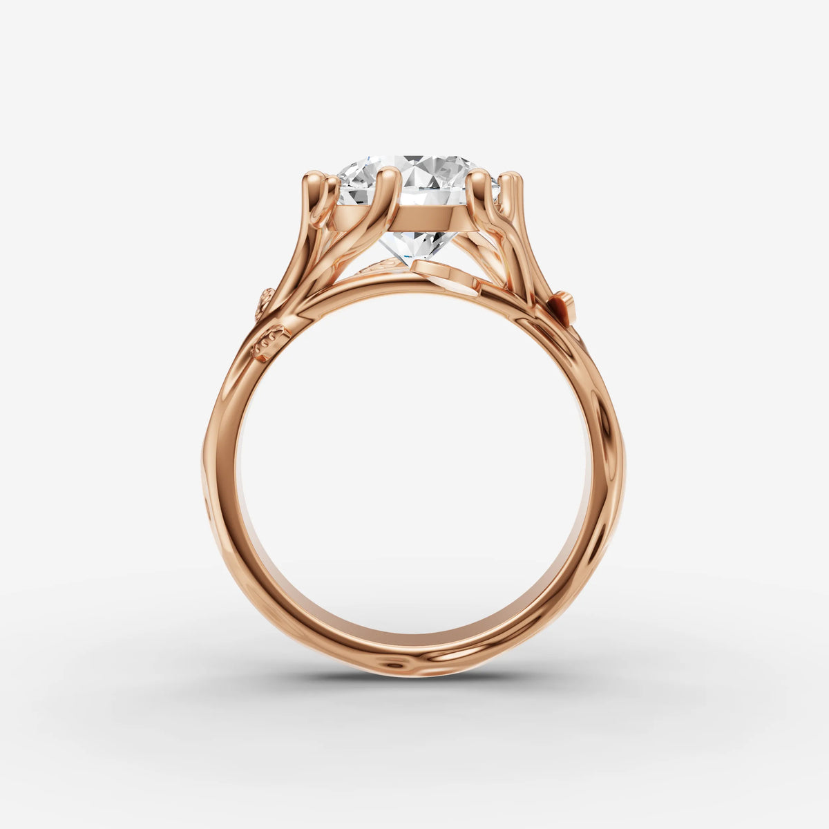 Fleur round diamond setting in gold, view 8