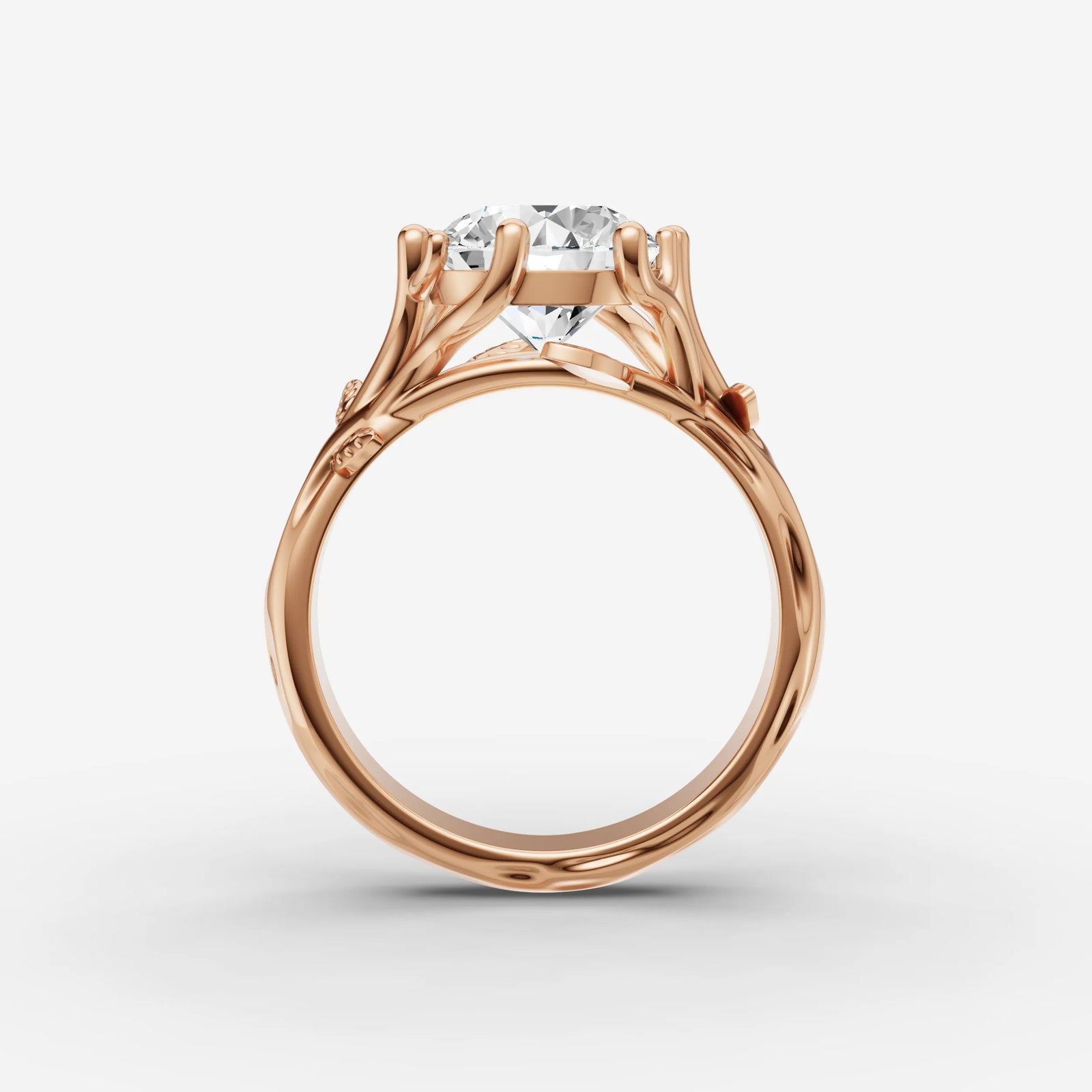 Fleur round diamond setting in gold, view 8