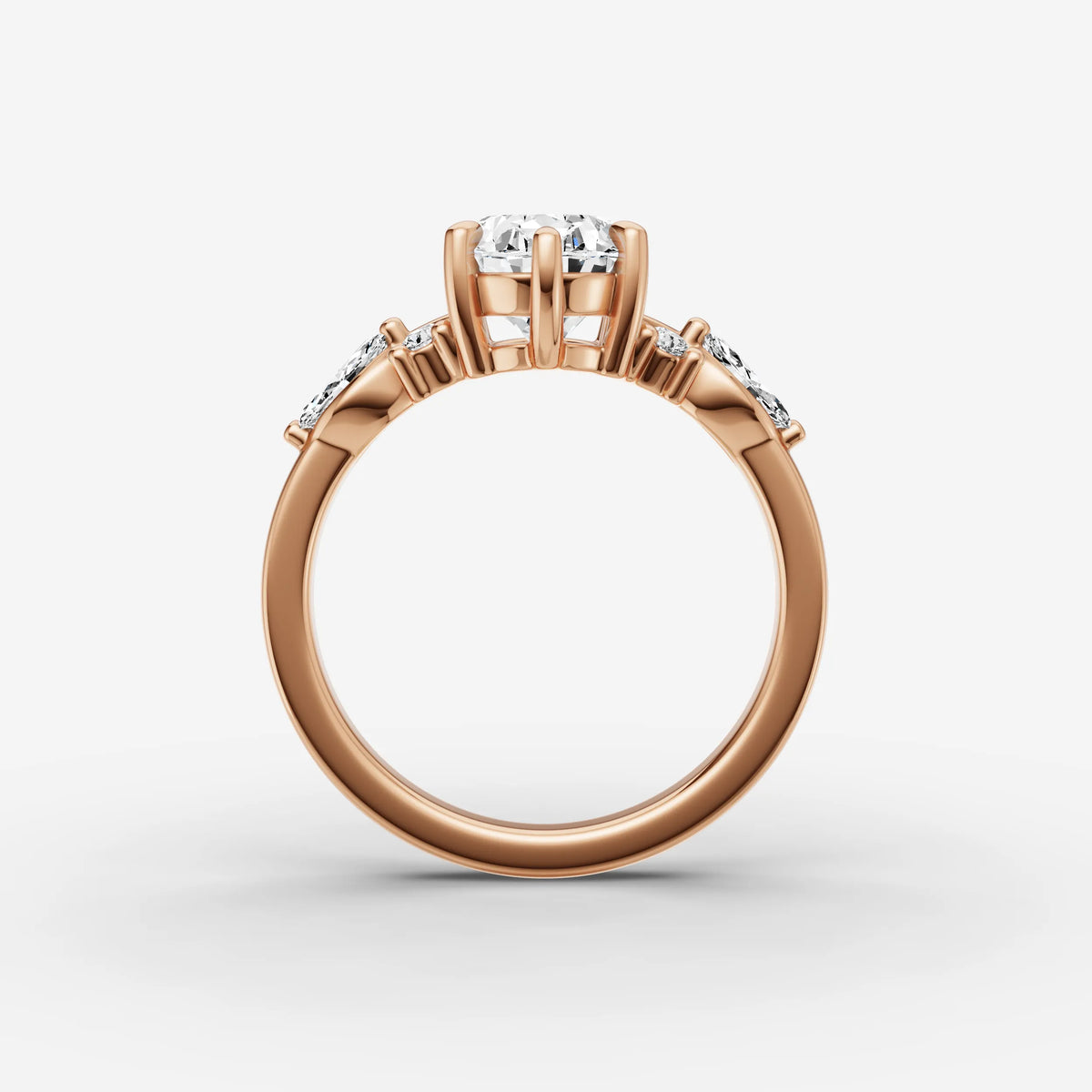 Fleur oval diamond setting in gold, view 8