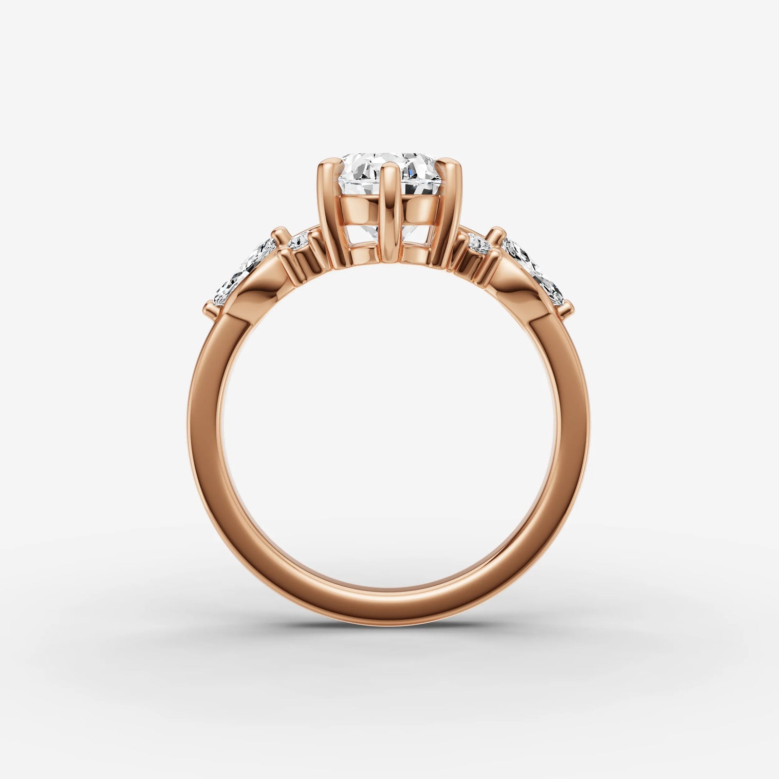 Fleur oval diamond setting in gold, view 8