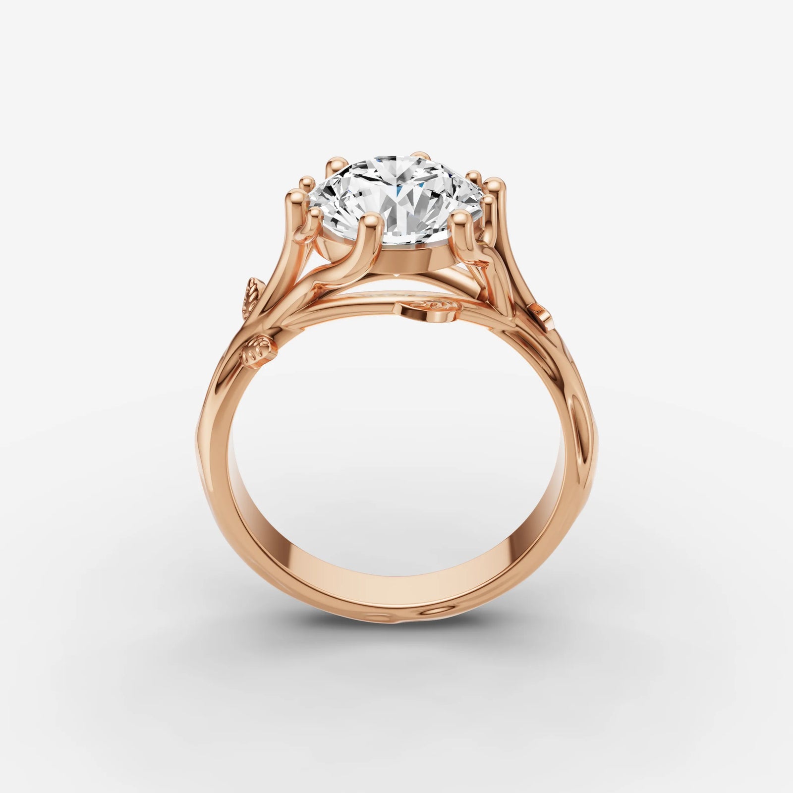 Fleur round diamond setting in gold, view 9