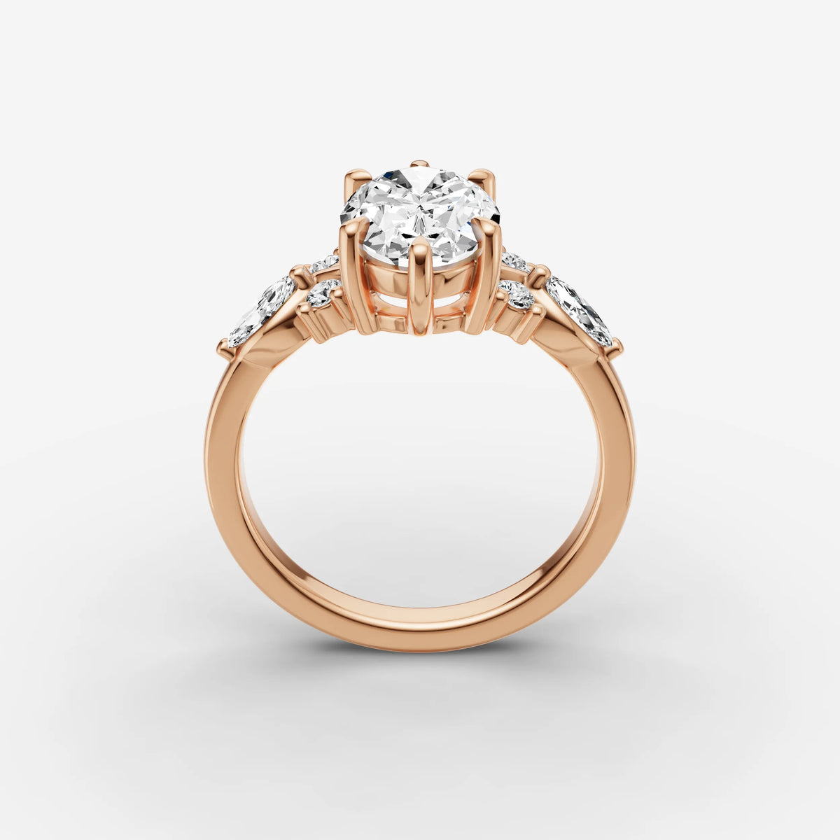 Fleur oval diamond setting in gold, view 9