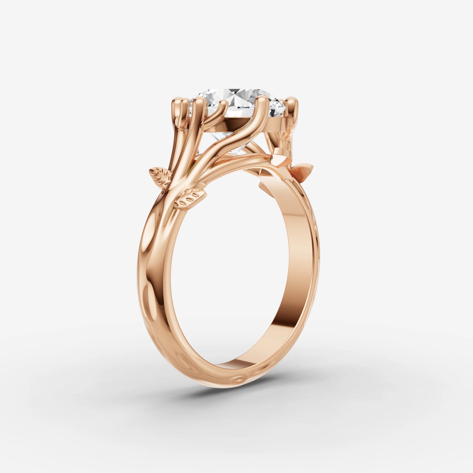 Fleur round diamond setting in gold, view 10