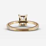 Etoile radiant diamond setting in gold, top view