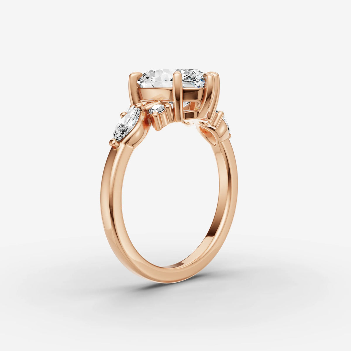 Fleur oval diamond setting in gold, view 10