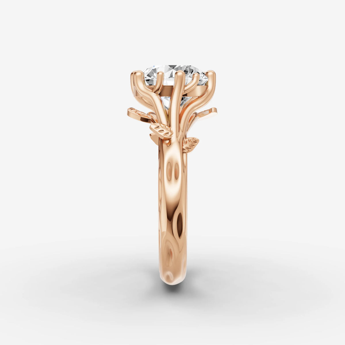 Fleur round diamond setting in gold, view 11