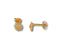 Radiant Blossom Gold Sunflower Stud Earrings in Solid 18K Gold with CZ Accents