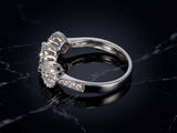 18K White Gold Three-Stone Diamond Cluster Ring