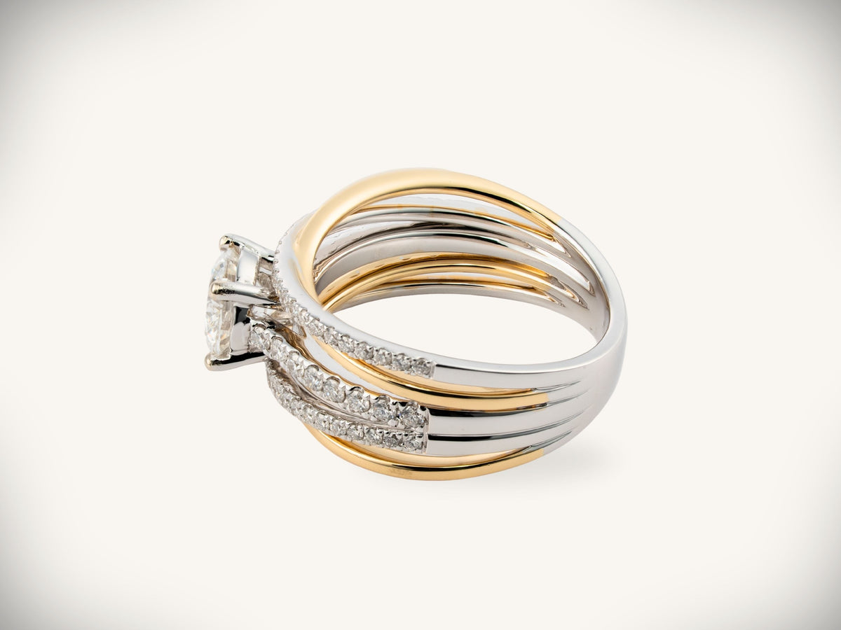 Engagement ring yellow and white gold combination — ArtGold fine jewelry