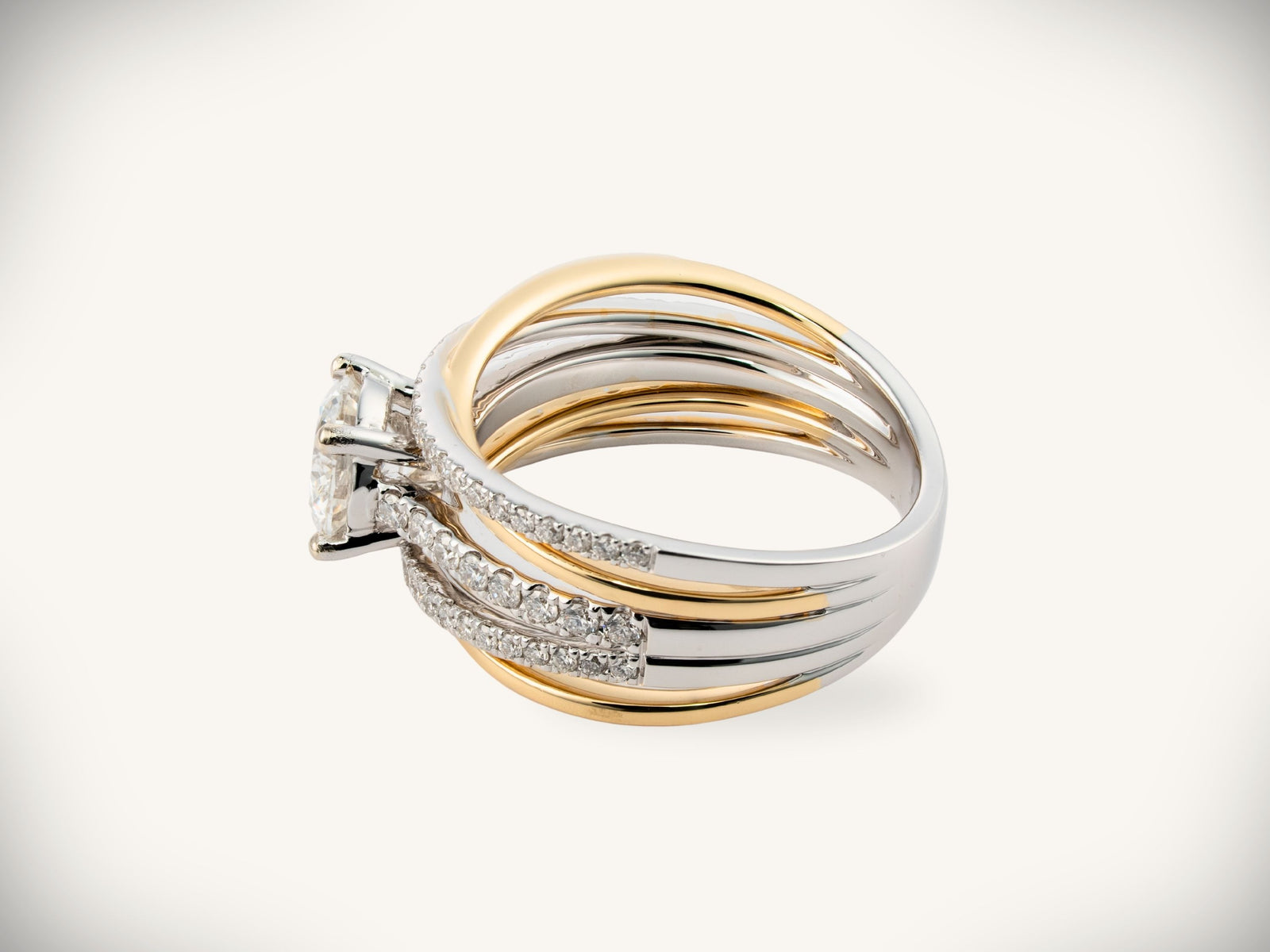 Engagement ring yellow and white gold combination — ArtGold fine jewelry