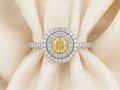 18K White Gold Yellow Diamond Engagement Ring With Double Halo