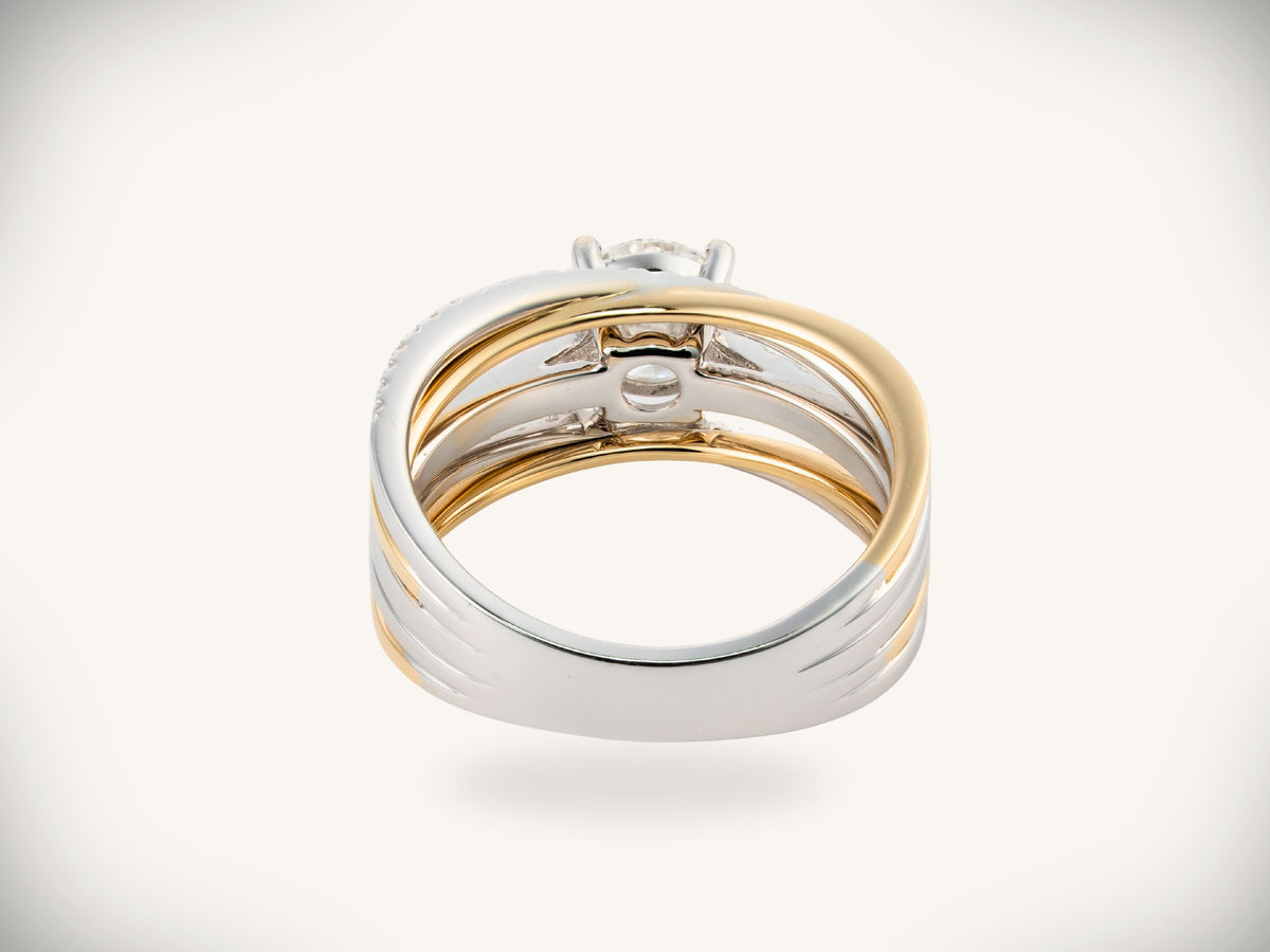 18K gold engagement ring with diamond — custom sizing available — ArtGold