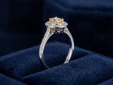 18K White Gold Yellow Diamond Engagement Ring With Double Halo