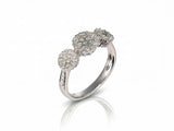 18K White Gold Three-Stone Diamond Cluster Ring