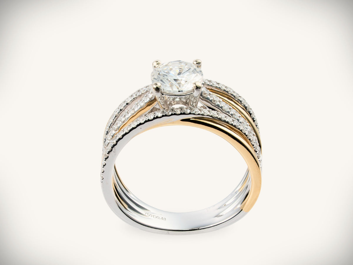 1 carat diamond engagement ring in 18K two-tone gold — ArtGold Jewelry