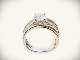 1 carat diamond engagement ring in 18K two-tone gold — ArtGold Jewelry