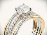 Solid gold engagement ring — two-tone yellow and white gold — ArtGold