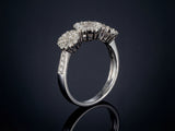18K White Gold Three-Stone Diamond Cluster Ring