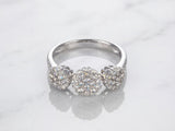18K White Gold Three-Stone Diamond Cluster Ring