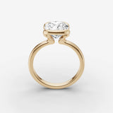 Demi cushion diamond setting in gold, side view