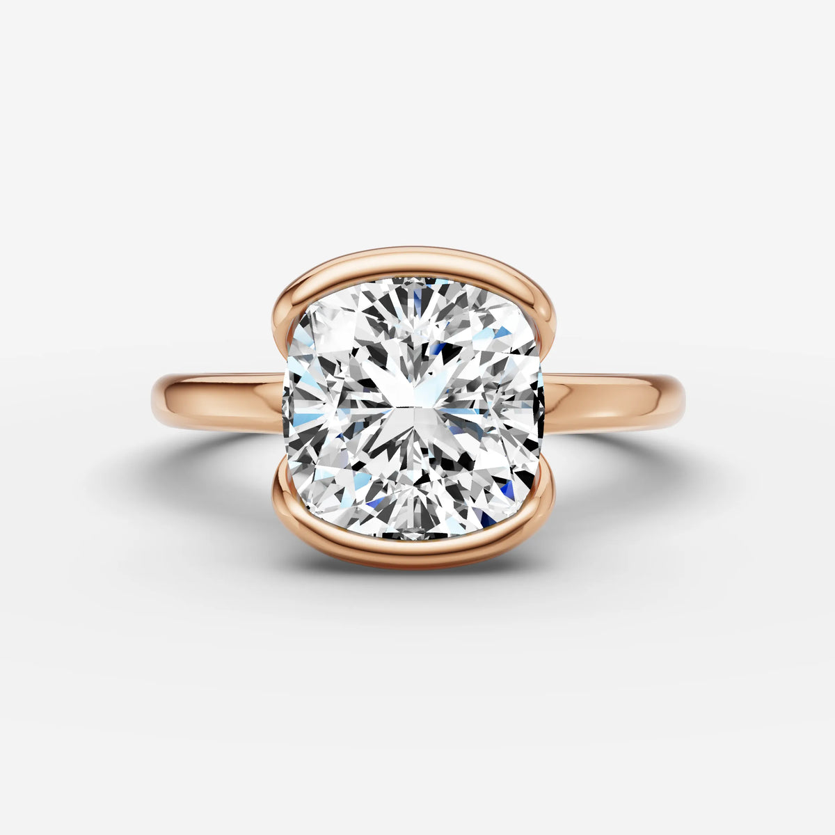 Demi cushion diamond setting in gold, view 7
