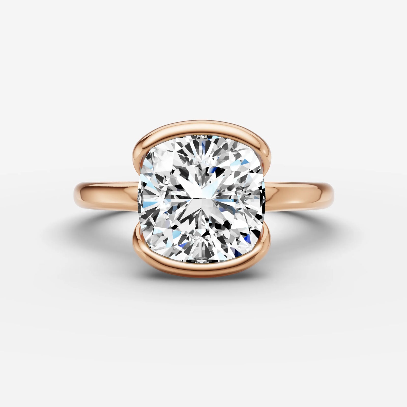 Demi cushion diamond setting in gold, view 7