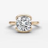 Demi cushion diamond setting in gold, front view