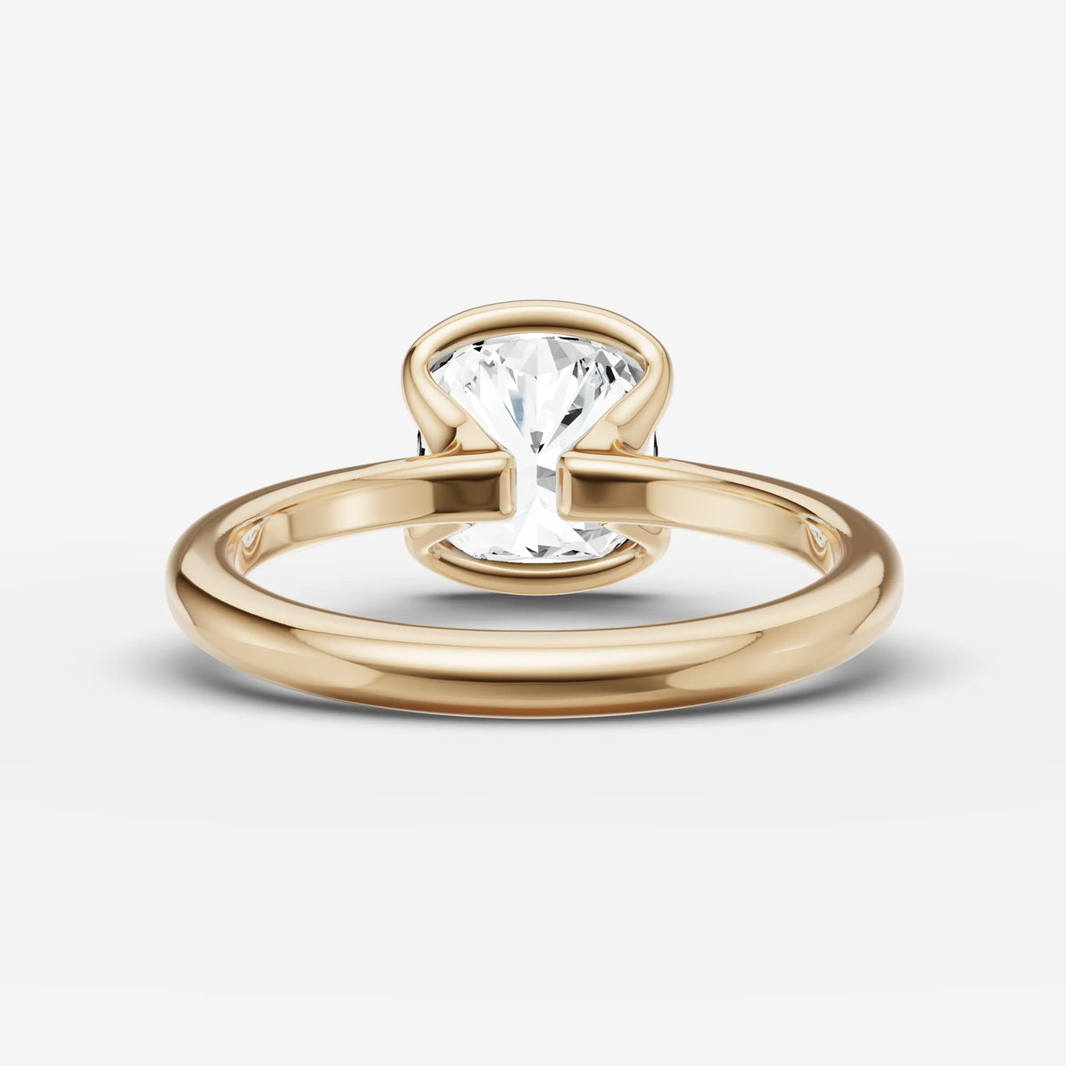 Demi cushion diamond setting in gold, top view