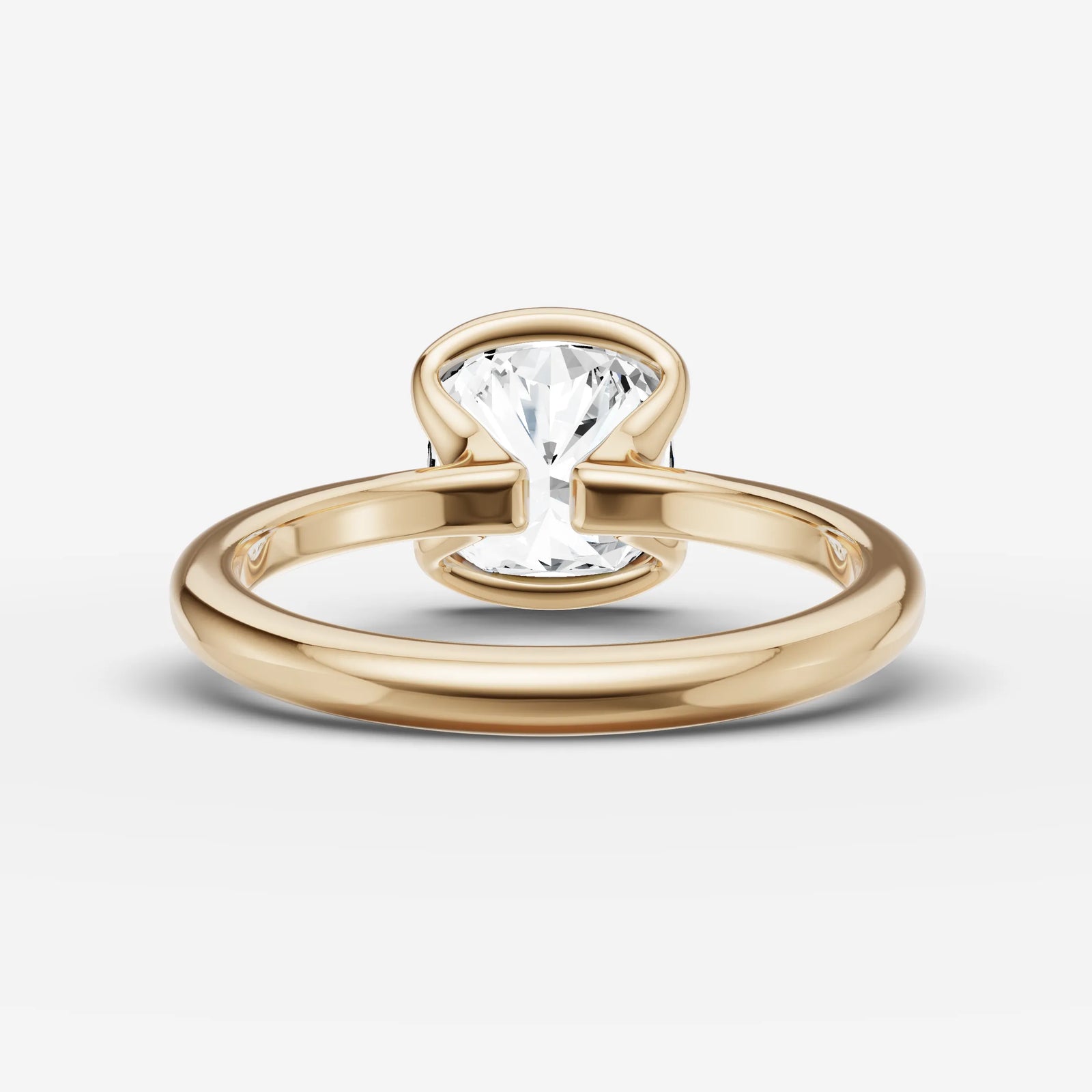 Demi cushion diamond setting in gold, top view