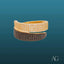Elegant 18k gold ring with diamond rows and striking black diamond band