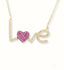 18k gold necklace with zirconia spelling "Love" from Art Gold Jewelry.
