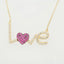 18k Gold "Love" Necklace with sparkling zirconia, featuring a heart design, by Art Gold Jewelry.