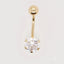 18k gold bellybutton piercing with cubic zirconia gemstone.